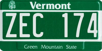 VT license plate ZEC174