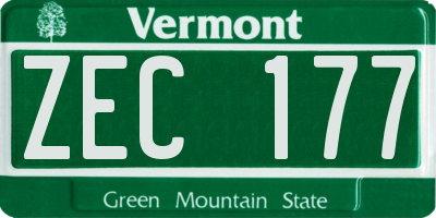 VT license plate ZEC177