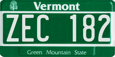 VT license plate ZEC182