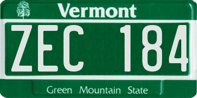 VT license plate ZEC184
