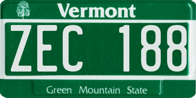 VT license plate ZEC188