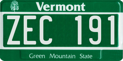 VT license plate ZEC191