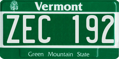 VT license plate ZEC192