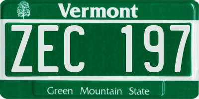VT license plate ZEC197