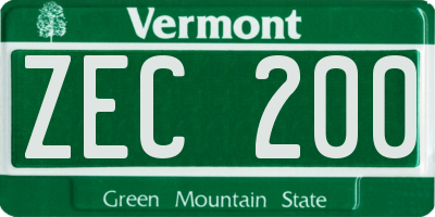 VT license plate ZEC200