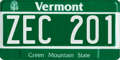 VT license plate ZEC201