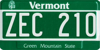 VT license plate ZEC210