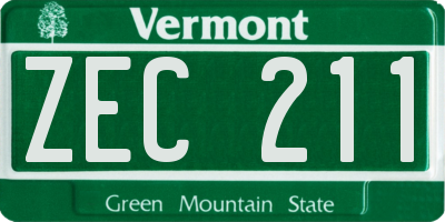 VT license plate ZEC211