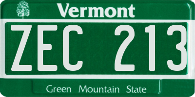 VT license plate ZEC213