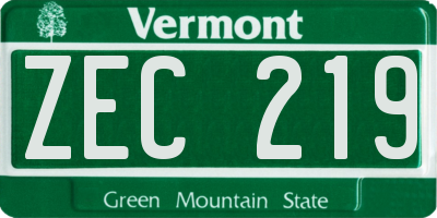 VT license plate ZEC219