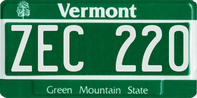 VT license plate ZEC220