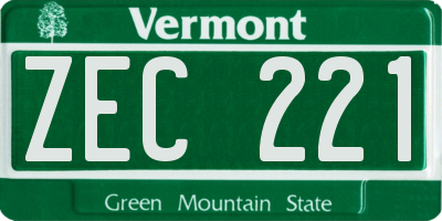 VT license plate ZEC221