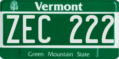 VT license plate ZEC222