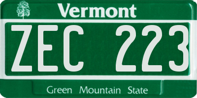 VT license plate ZEC223