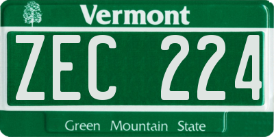 VT license plate ZEC224