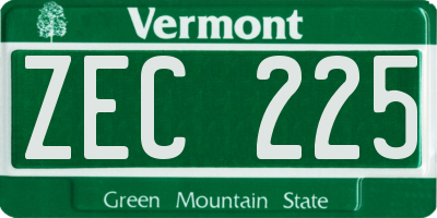 VT license plate ZEC225