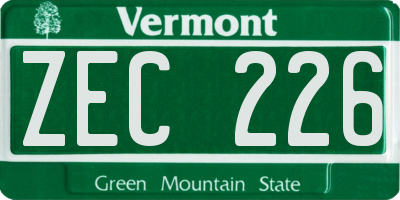 VT license plate ZEC226