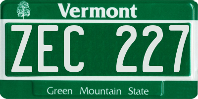 VT license plate ZEC227