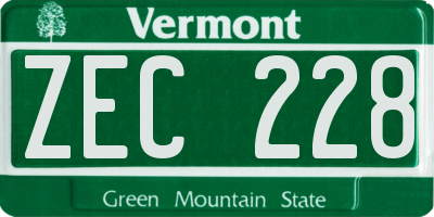 VT license plate ZEC228