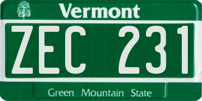 VT license plate ZEC231