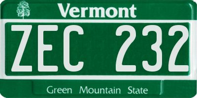 VT license plate ZEC232