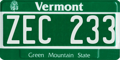 VT license plate ZEC233