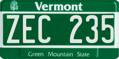 VT license plate ZEC235