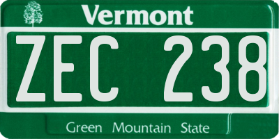 VT license plate ZEC238