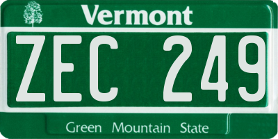 VT license plate ZEC249
