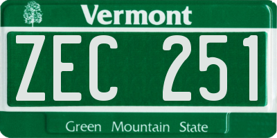 VT license plate ZEC251
