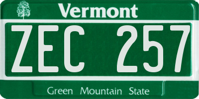 VT license plate ZEC257