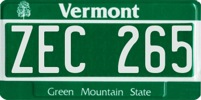 VT license plate ZEC265