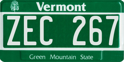 VT license plate ZEC267