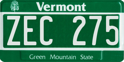 VT license plate ZEC275