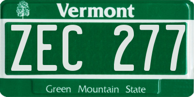 VT license plate ZEC277