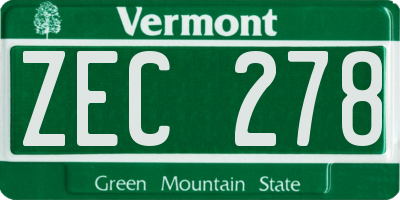 VT license plate ZEC278