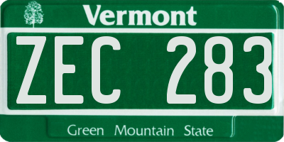 VT license plate ZEC283