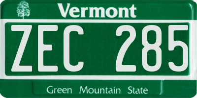 VT license plate ZEC285