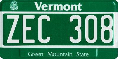 VT license plate ZEC308