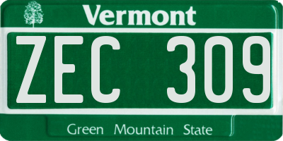 VT license plate ZEC309