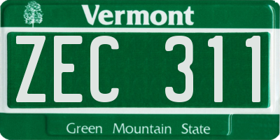 VT license plate ZEC311