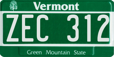 VT license plate ZEC312