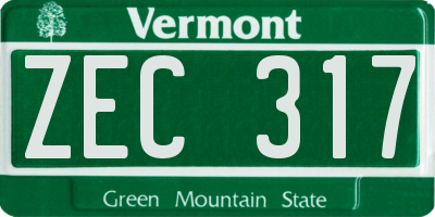 VT license plate ZEC317
