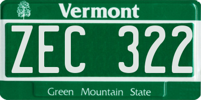 VT license plate ZEC322