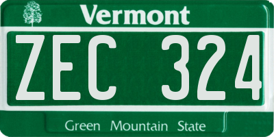 VT license plate ZEC324