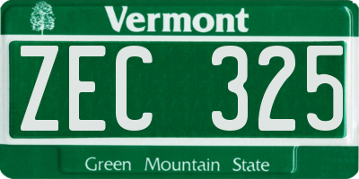 VT license plate ZEC325