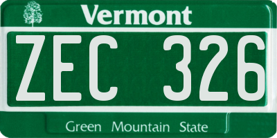 VT license plate ZEC326