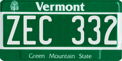 VT license plate ZEC332