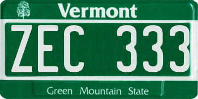 VT license plate ZEC333