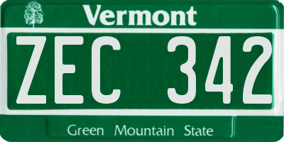 VT license plate ZEC342